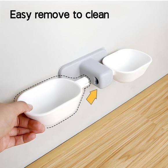 Elevated Cat / Dog Bowls for Food and Water, Wall Mounted - Picture 2 of 5